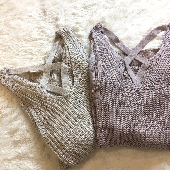 SOLD OUT! NWT Strappy Back Cream Sweater Tunic Top - Picture 5 of 6